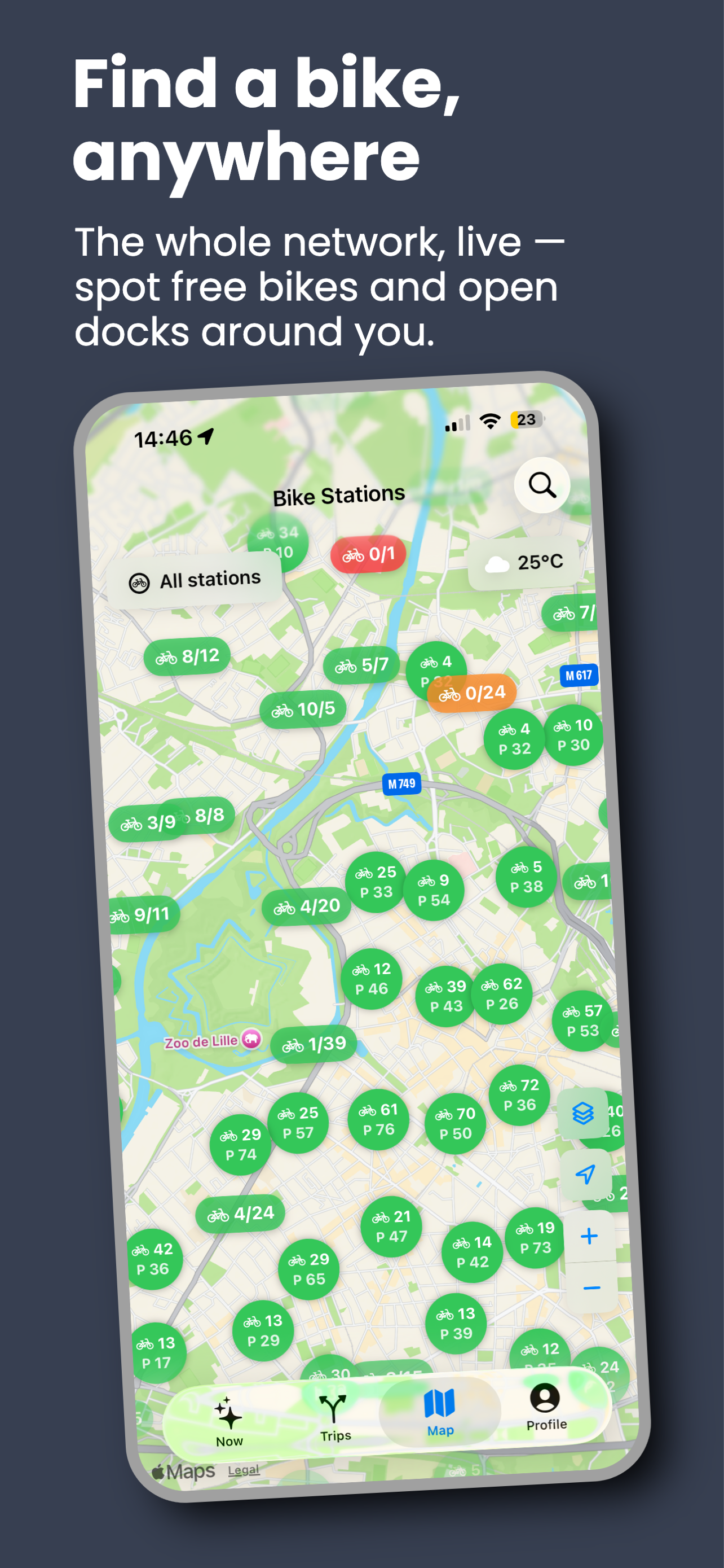Vely live bike-sharing map